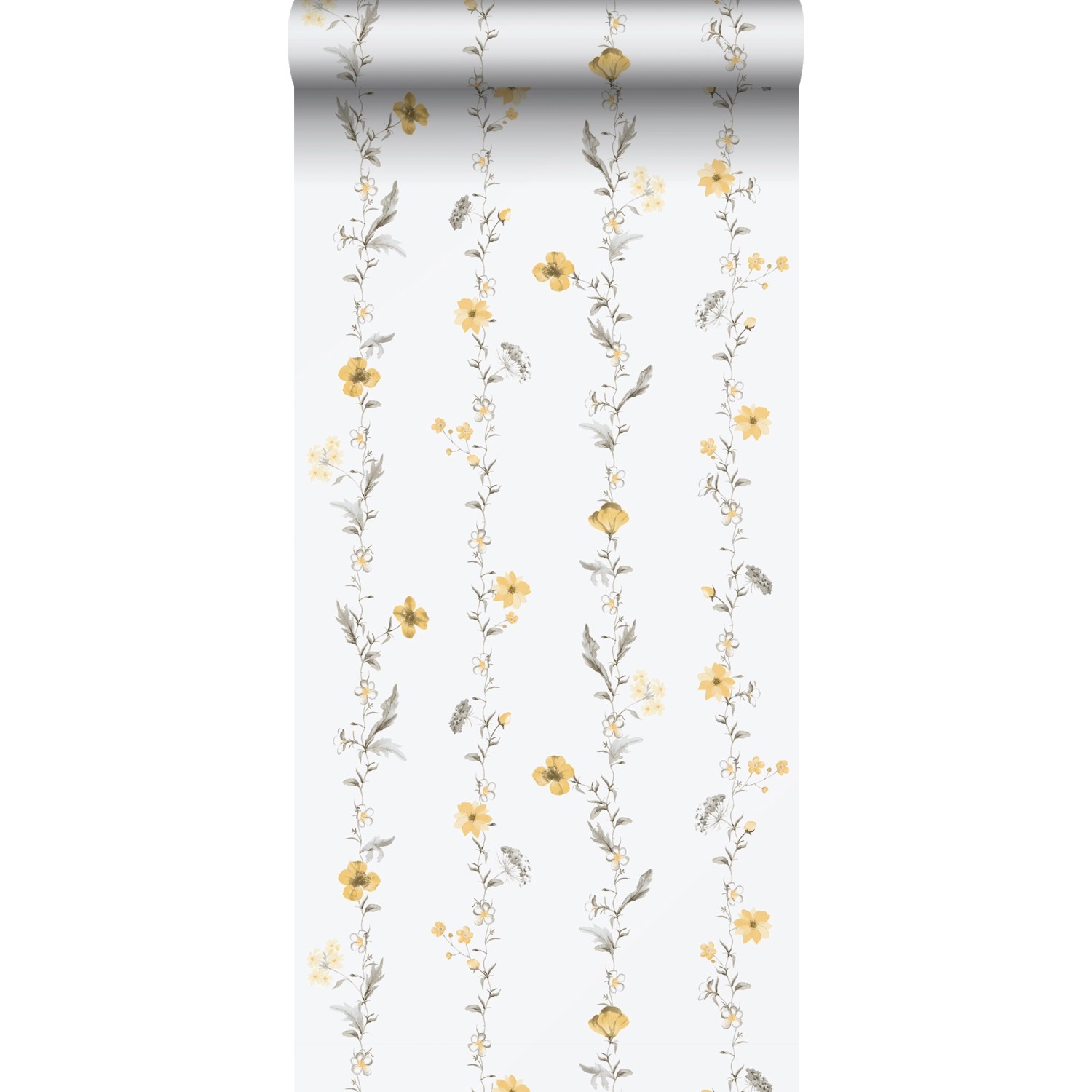 Sanders & Sanders Tapete Blumen Gelb und Weiß 53 cm x 10 m günstig online kaufen