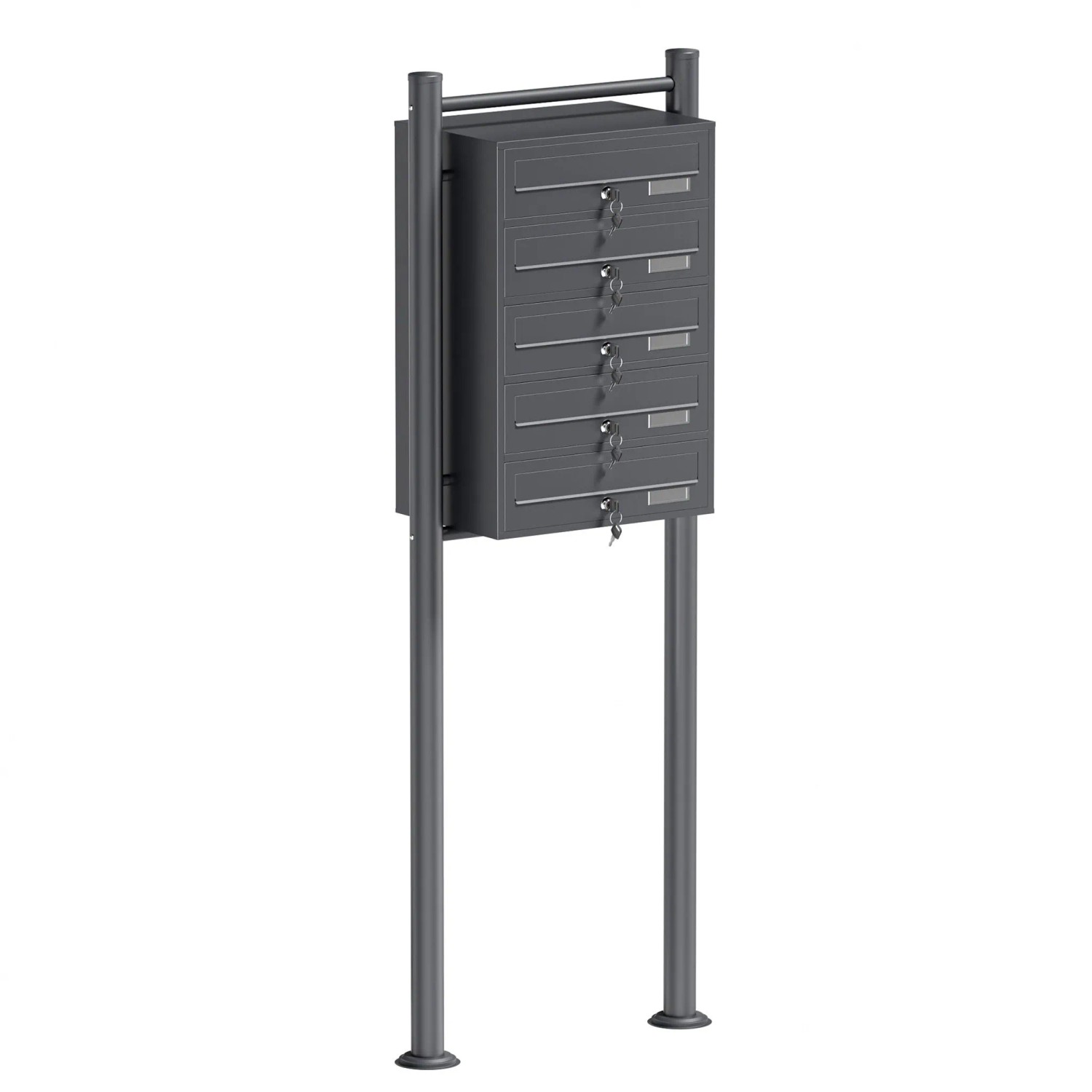 Wiltec 5Er Briefkastenanlage Anthrazit 556X270X1500Mm Standbriefkasten Post