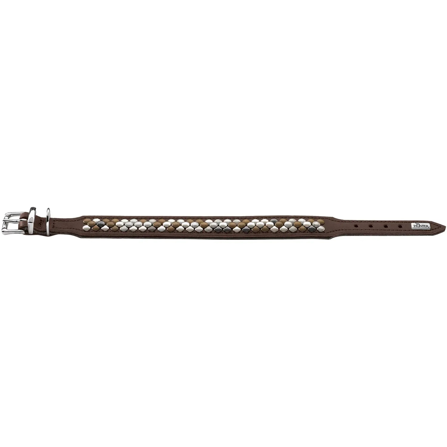HUNTER ARIZONA Hundehalsband Leder – Mit Nieten, Größe 42 (35-39,5 Cm), Braun