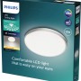 Verpackung der Philips LED-Deckenleuchte Twirly, 1200 lm, silberfarben. Runde Form, augenschonendes Licht.