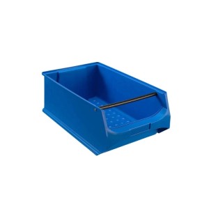 Blaue PROREGAL Sichtlagerbox 5,1 Liter mit Griffstange, ideal für Aufbewahrungssysteme.