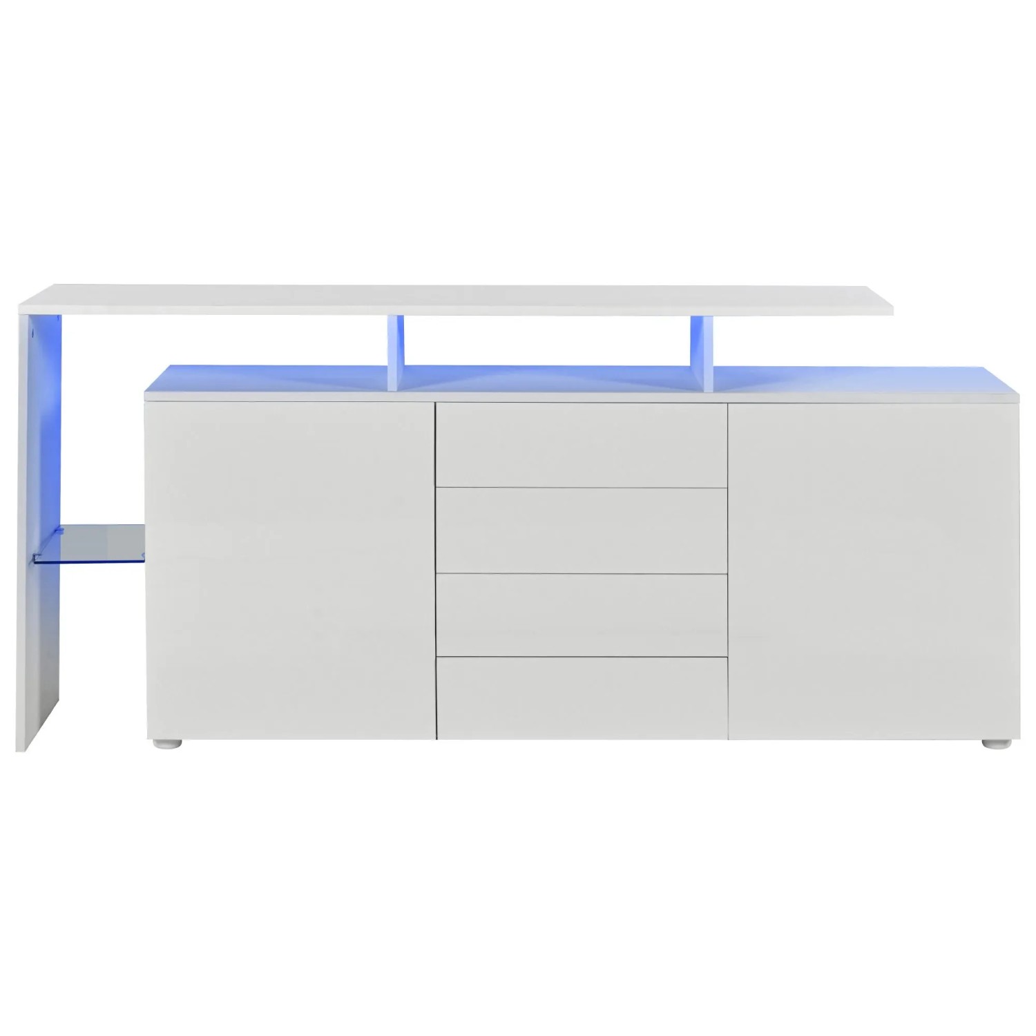Merax Sideboard Hochglanz mit LED Mehrzweckschrank Weiß