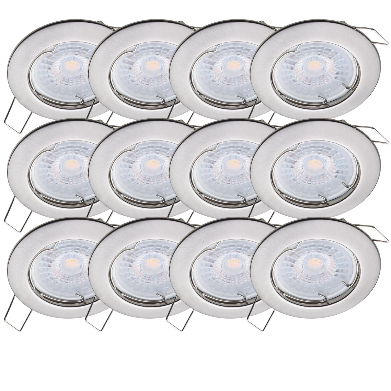 Oktaplex 12er Set Spots Modern Sedan inkl. LED-Module Neutralweiß 380lm Gebürstete Edelstahloptik Deckenspot