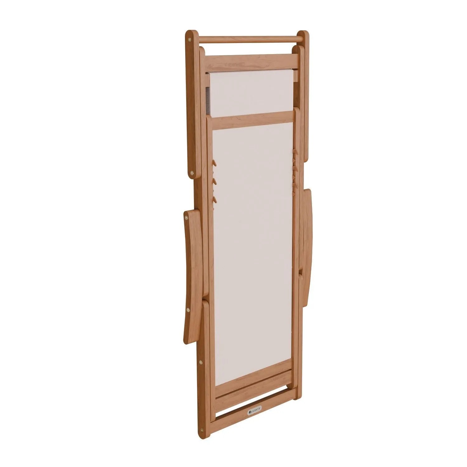 Zusammengeklappte Juskys Akazienholz Strandliege Tavira, 2er Set, creme.