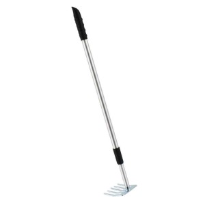 Galaflor Kleinrechen mit Teleskopstiel, Stahlrechen mit Alustiel, verstellbar von 62 bis 104 cm.