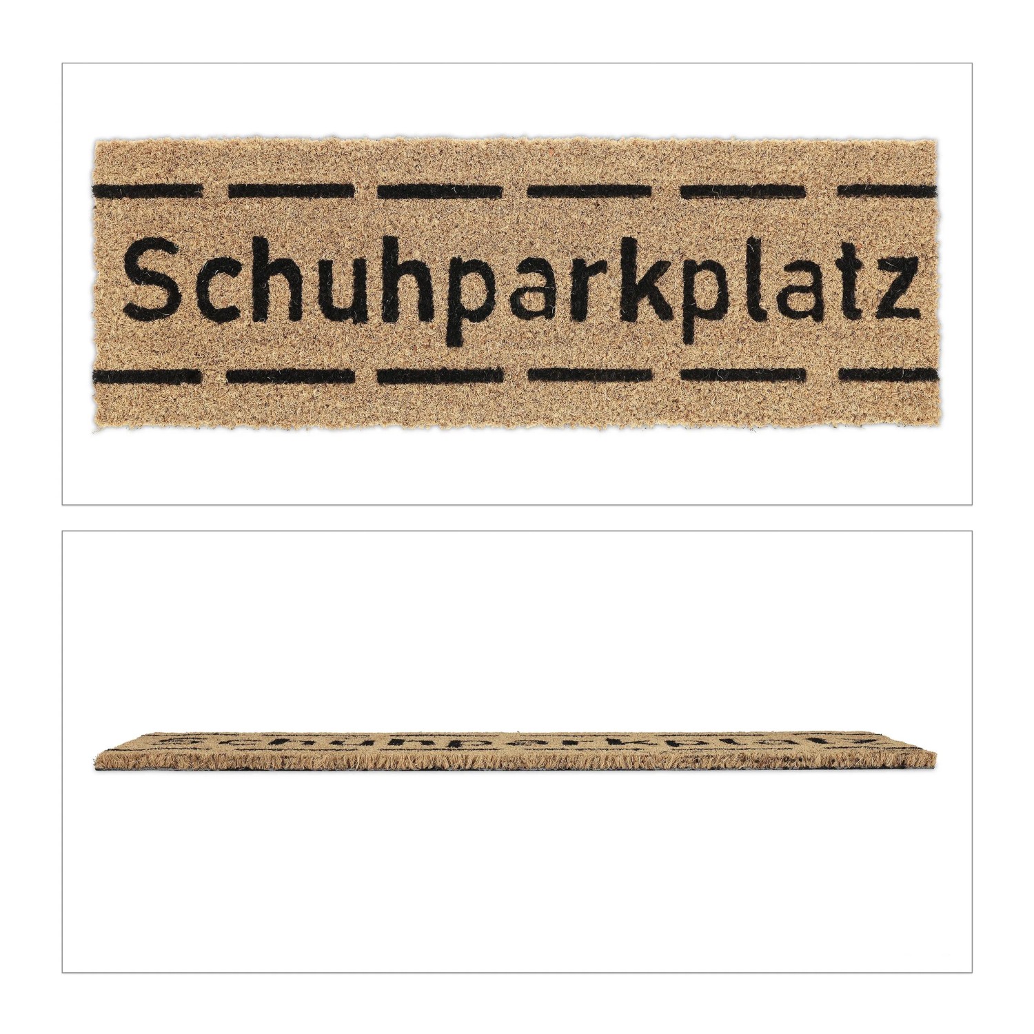 Relaxdays Fußmatte Schuhparkplatz Kokosfaser Natur Schwarz Rutschfest Wetterfest 1,5 cm x 75 cm x 25 cm 1,1 kg
