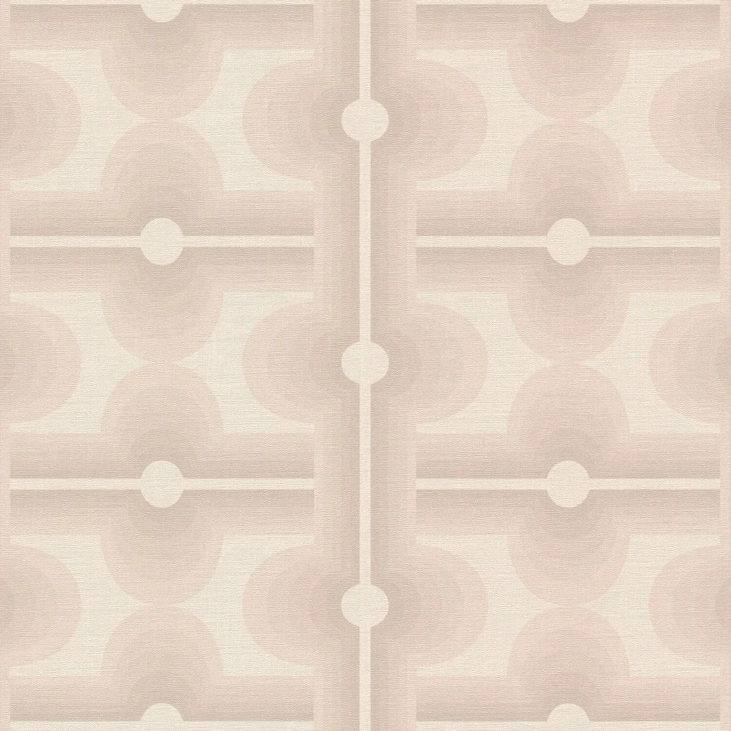 PROFHOME 395335-GU Retro Tapete Geometrisch Beige Seiden-Grau Creme-Weiß 0,53 m x 8,50 m 4,50 m2