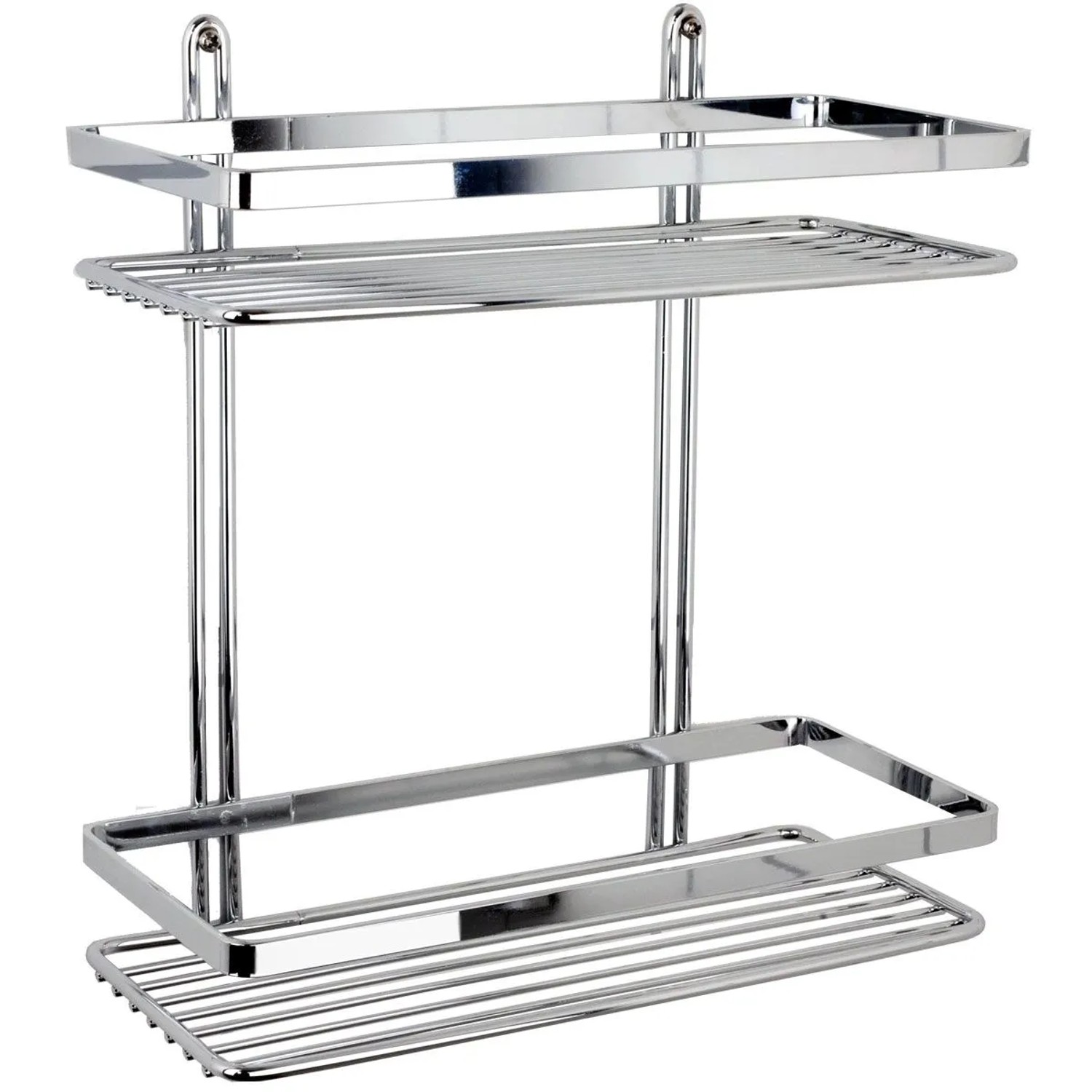 Euroshowers Duschablage Gitterrost Satin Gerade 2 Etagen Chrom 26 cm