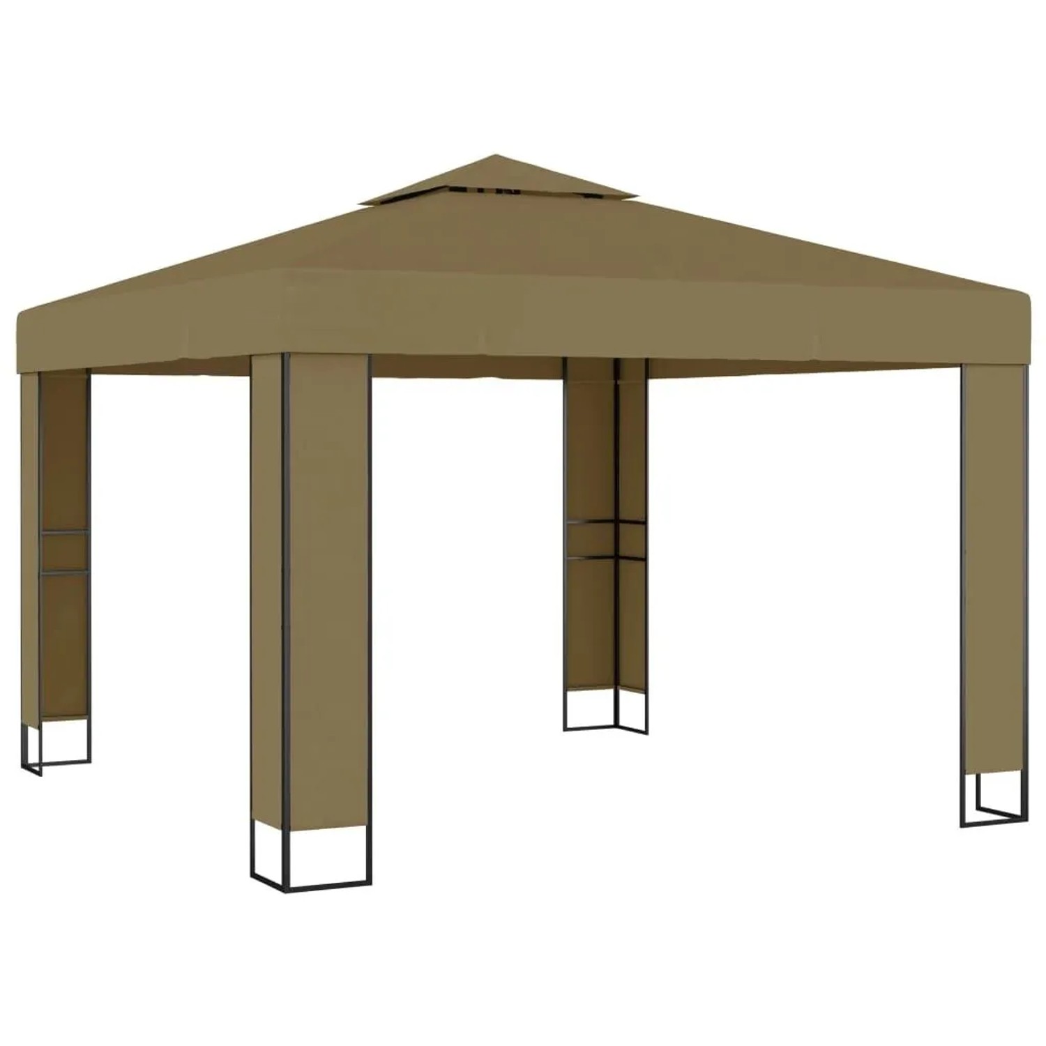 vidaXL Pavillon mit Doppeldach 3x3x2,7 m Taupe 180 g/m² 312218