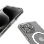 Transparente Hama MagCase Handyhülle für Apple iPhone 15, zeigt MagSafe Ring, verstärkte Ecken und Kameraschutz.