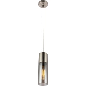 Globo Pendelleuchte Annika, Nickel matt, Rauchglas, 1-flammig, Ø 10,5 cm.