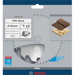 Bosch Kreissägeblatt Optiline Wood, 130mm, 12 Zähne für präzise Holzschnitte.