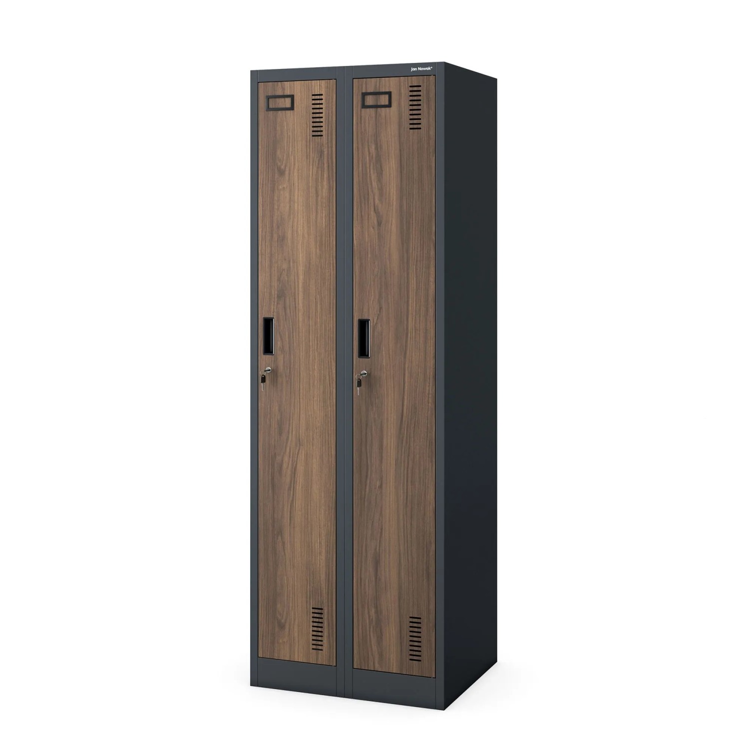 JAN NOWAK Zweifach-Personalschrank Anthrazit Nussbaum KACPER II 180x60x50 cm
