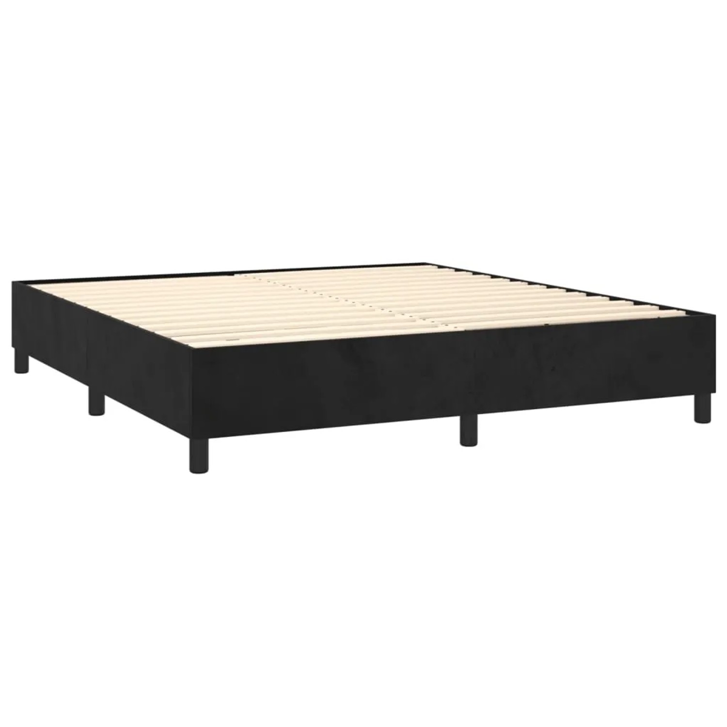 Schwarzes vidaXL Boxspringbett 180x200 cm mit Lattenrost, ohne Matratze.