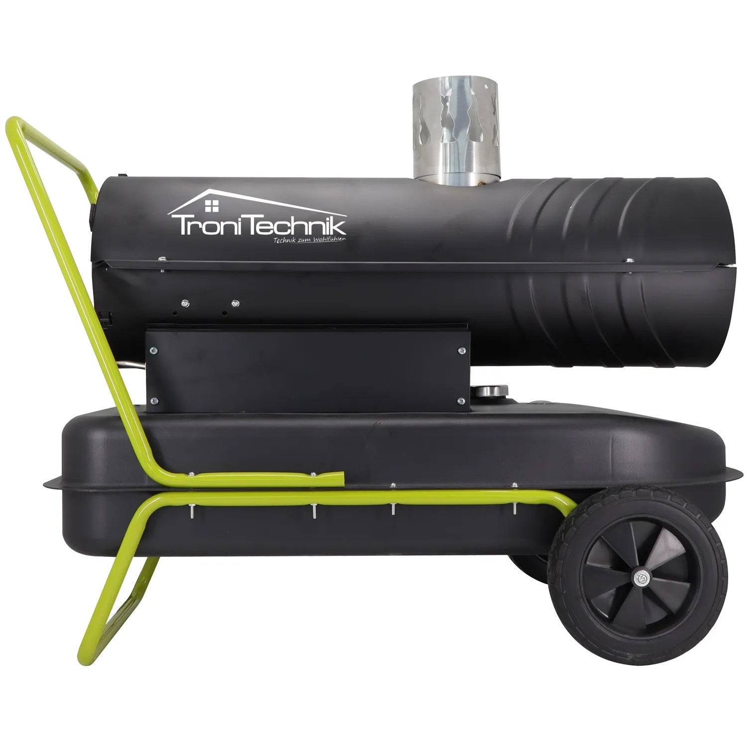 TroniTechnik Diesel Heizkanone 20kW mit Rädern und Tragegriff. Heizgebläse für Baustelle & Werkstatt.