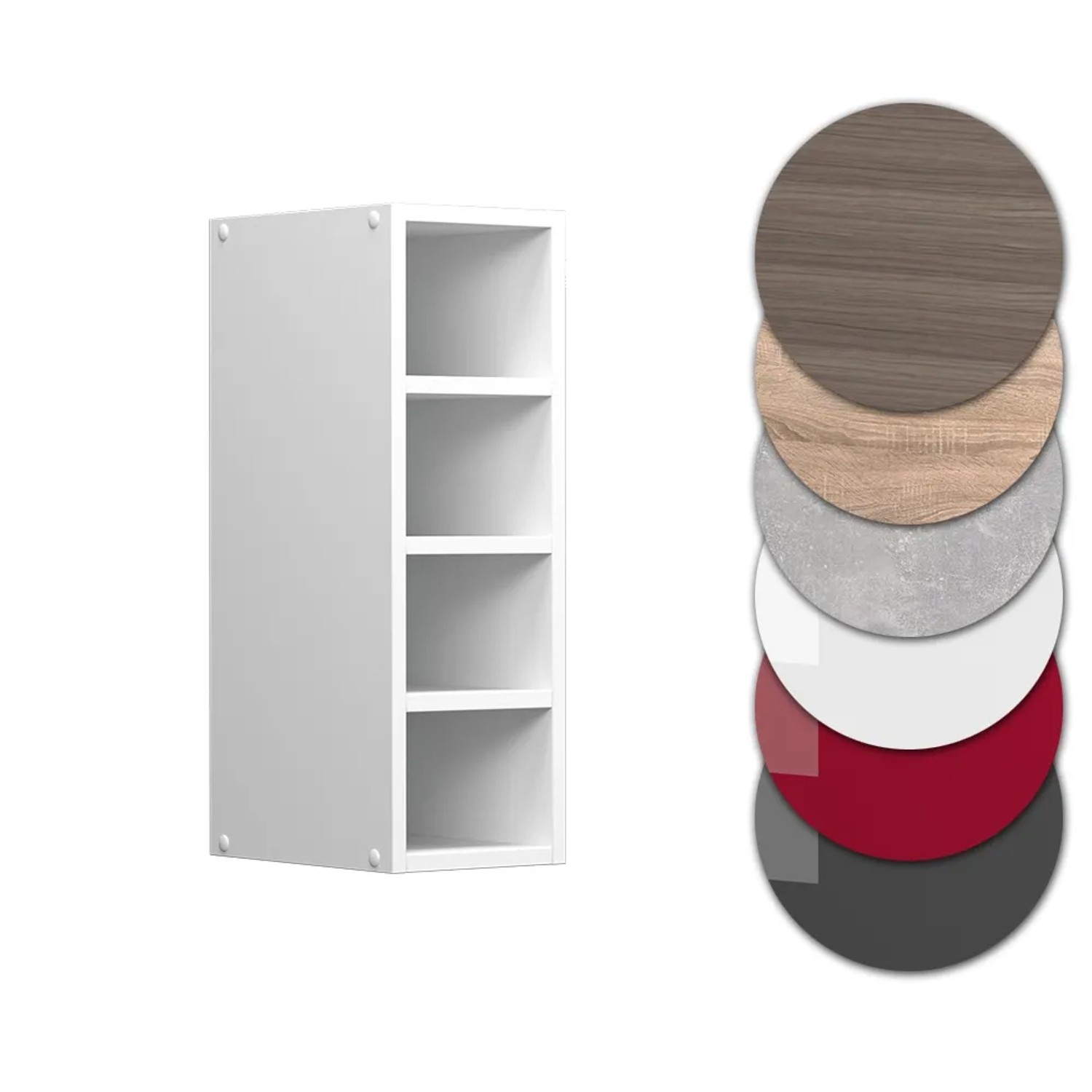 Vicco Hängeschrank R-Line, offener Küchenschrank in Weiß, 20 cm breit.