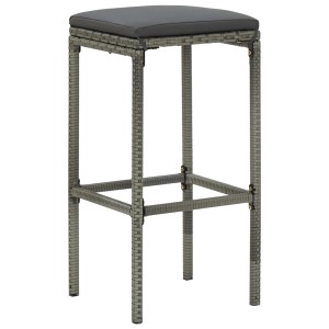 Grauer Barhocker mit Kissen, Teil des vidaXL 9-tlg. Gartenbar-Sets.