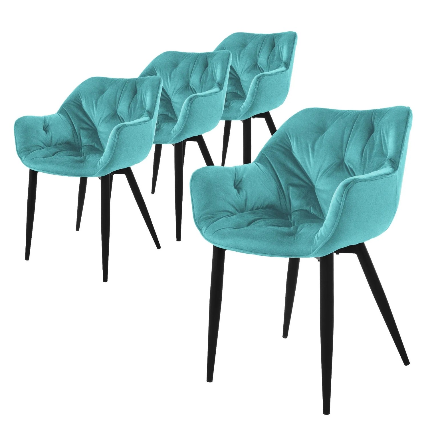 ML-Design Esszimmerstühle 4er Set Petrol Samtbezug Metallbeinen