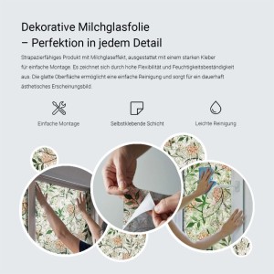 Fensterfolie mit Avocadoblätter-Motiv, selbstklebend, für Sichtschutz und Dekoration.