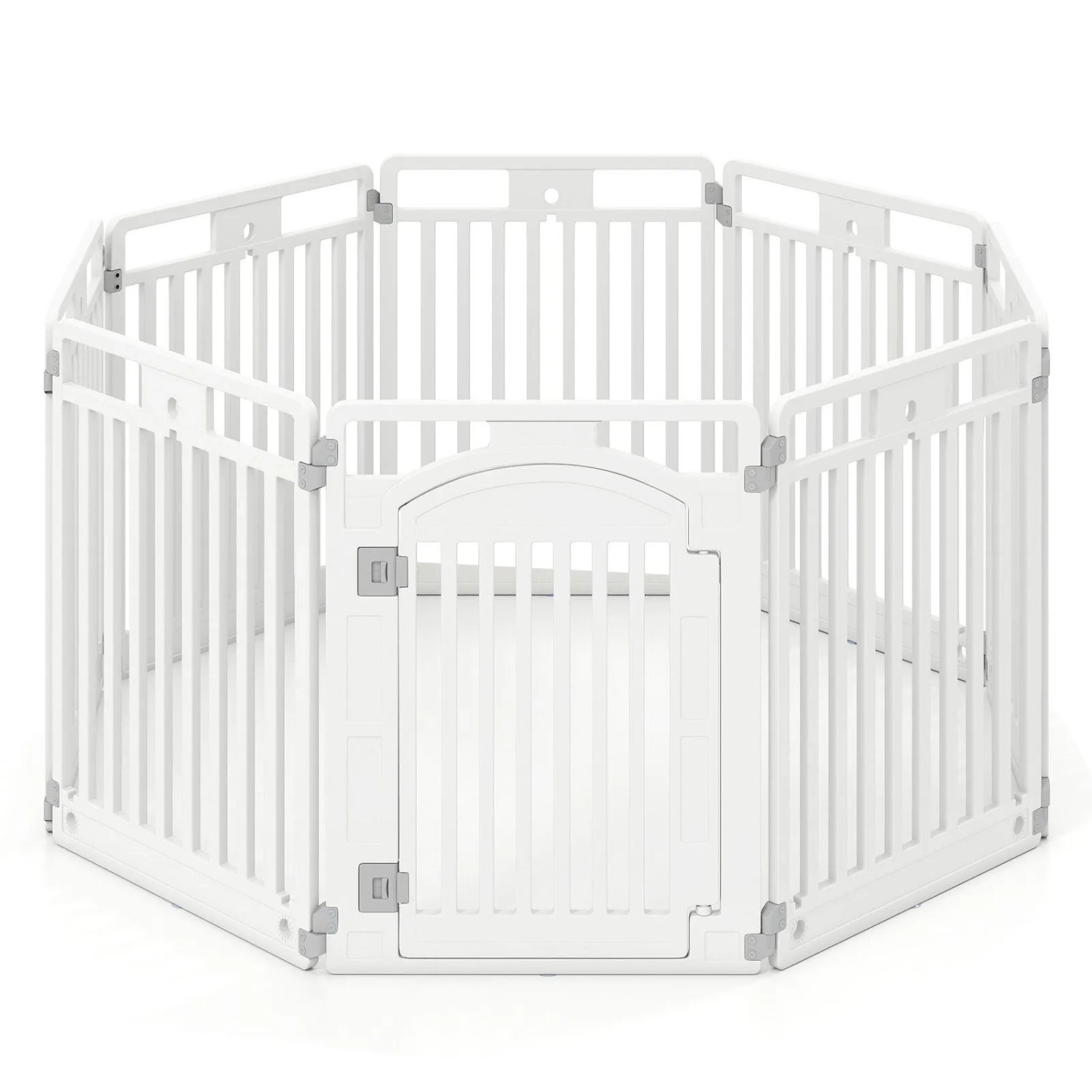 Costway Welpenauslauf Faltbar mit 8 Paneele 80 cm Hoch Weiß