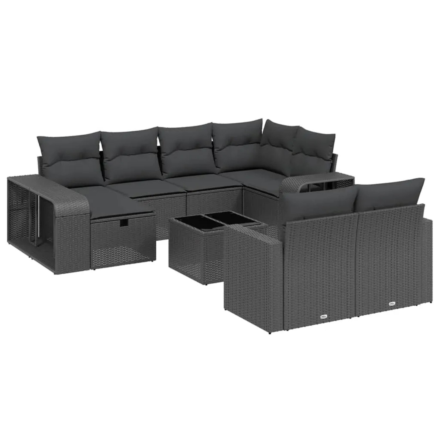 vidaXL 11-Tlg Garten-Sofagarnitur mit Kissen Schwarz Poly Rattan 3266245 günstig online kaufen