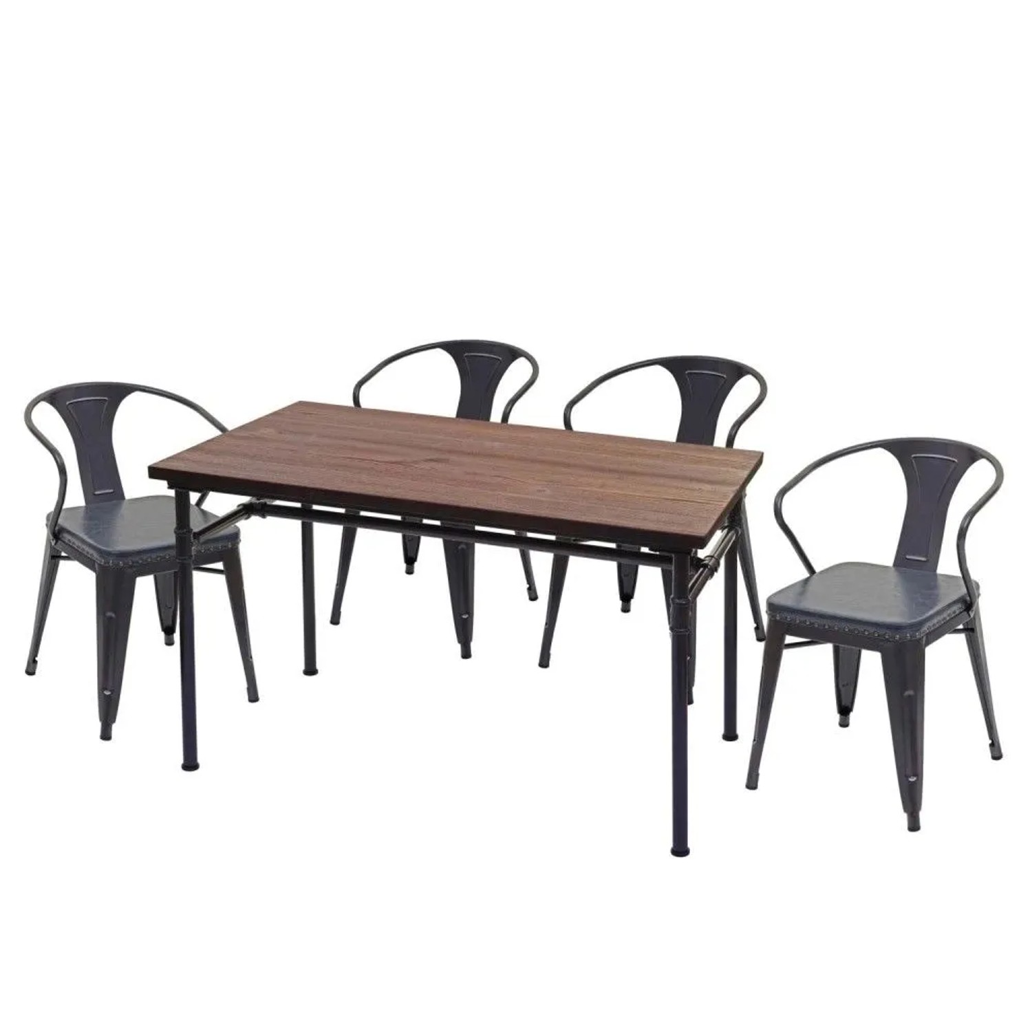 MCW Esszimmer-Set H10 5-teilig 4x Esszimmerstuhl Esszimmertisch Grau