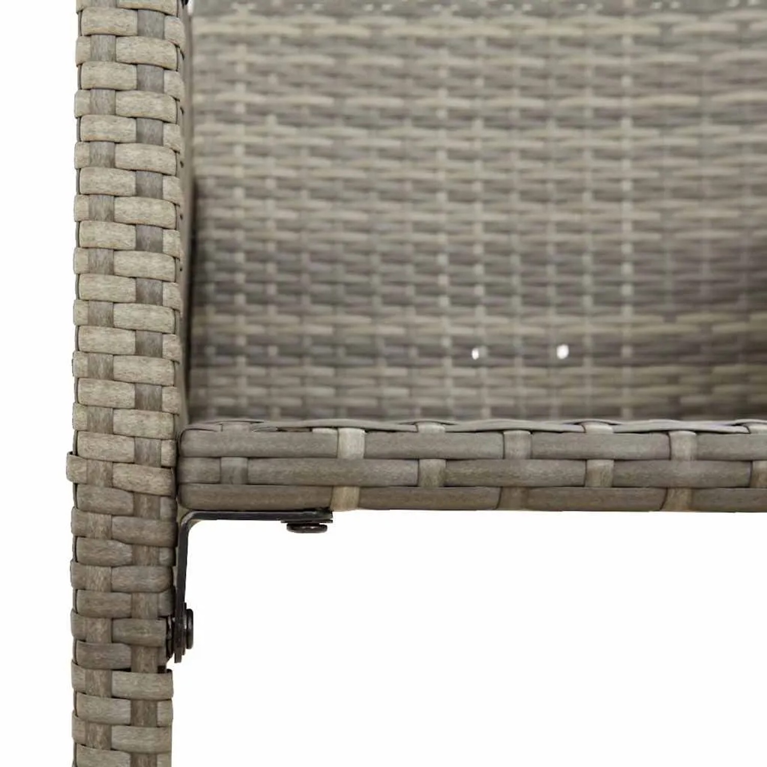 Detailaufnahme: Graues Poly Rattan Gartenmöbel-Set, Barhocker-Element.