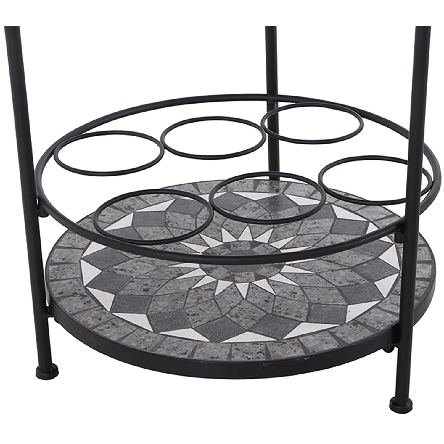 Siena Garden Como Gartentisch, rund, Ø 41 cm, grau, Mosaikmuster, Stahlgestell.