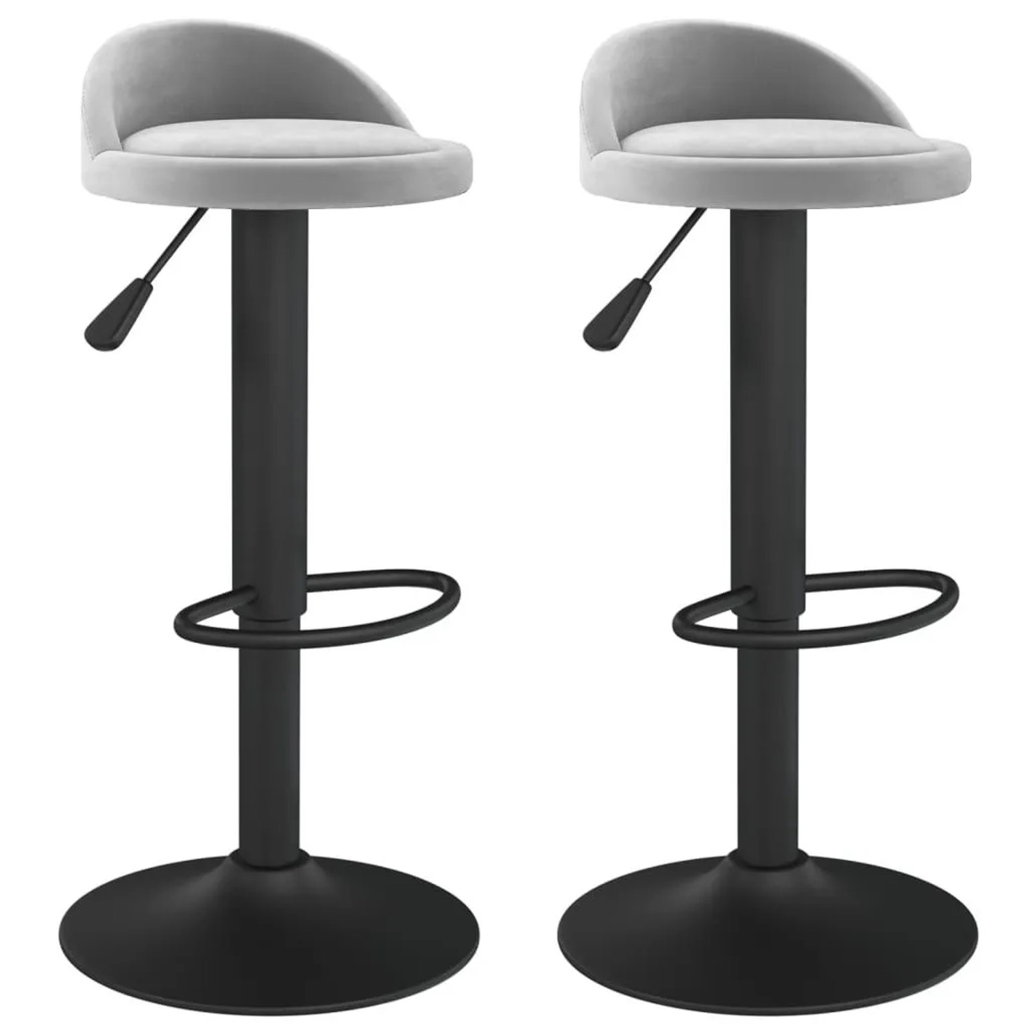 vidaXL Barhocker 2 Stk Hellgrau Samt 333601