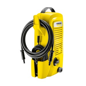 Gelber Kärcher Hochdruckreiniger K2 Universal Edition mit Schlauch und Tragegriff.