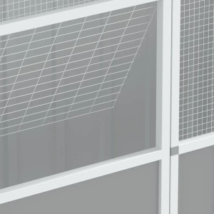 Detailansicht der grauen vidaXL Voliere aus verzinktem Stahl, Vogelhaus.