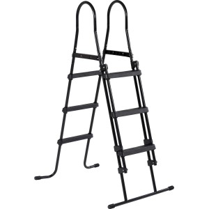 Schwarze EXIT Poolleiter für Pools mit Rahmenhöhe 91-107 cm, mit Handlauf und Anti-Rutsch-Sprossen.