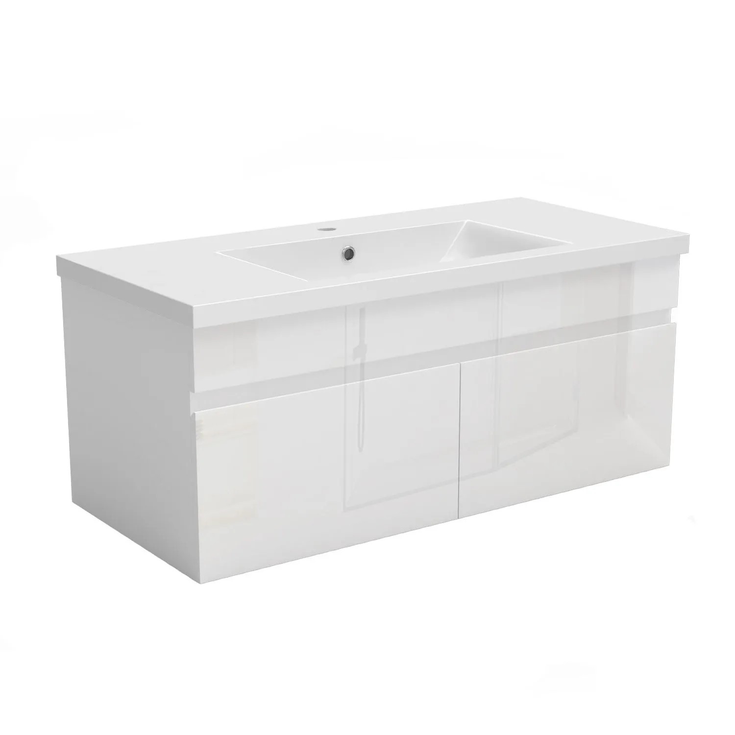 AICA Waschtisch mit Unterschrank 100 cm BERGEN Badmöbel Set 2 tlg. Waschbecken mit Unterschrank Weiß Hochglanz Softclose