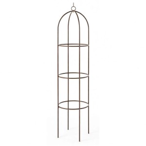 TTL GARDEN Obelisk Rankhilfe XL 195 x 40 cm Braun Metall Pulverbeschichtet Rankgitter Rosensäule Kletterhilfe für Rosen Clematis