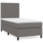 Graues vidaXL Boxspringbett 100x200 cm mit Matratze und Kopfteil aus Kunstleder.