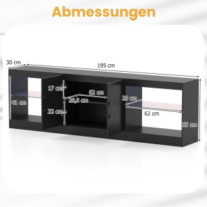 Costway 3-In-1 TV-Schrank Fernsehtisch mit Led Beleuchtung Schwarz