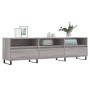 VidaXL TV-Schrank Grau Sonoma, 150 cm breit, mit Fächern und schwarzen Metallfüßen.