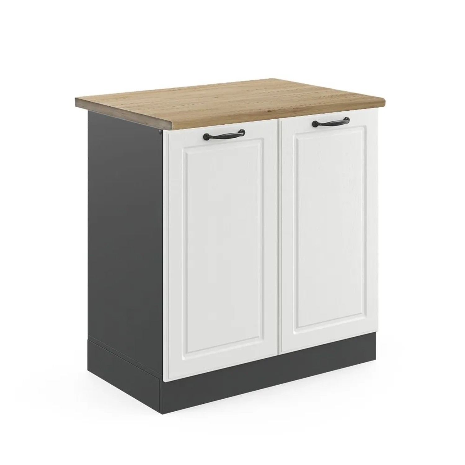 Vicco Spülenunterschrank R-Line Weiß Landhaus Anthrazit 80 cm AP Eiche