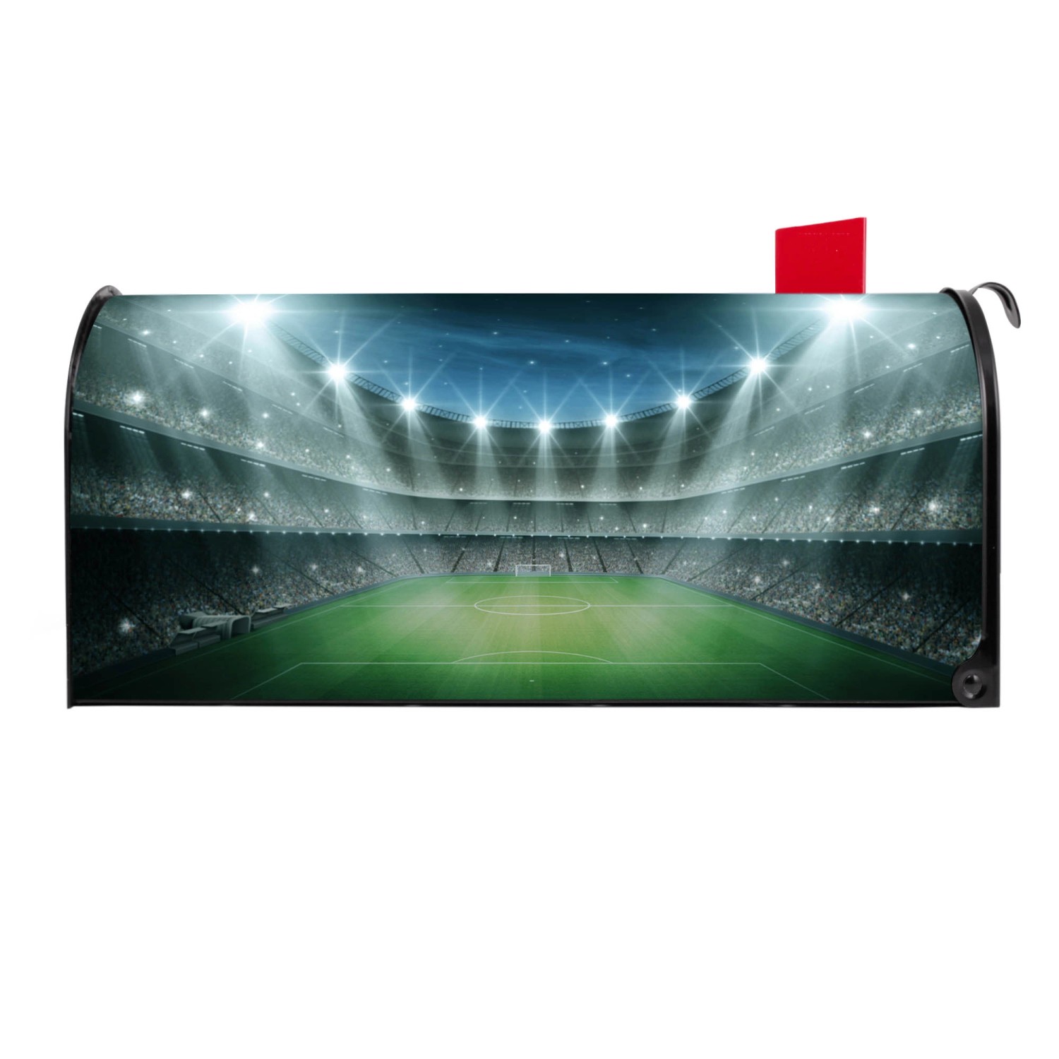 Banjado US Briefkasten Schwarz mit Arena Motiv. Stahl, pulverbeschichtet, 48x22x16cm.