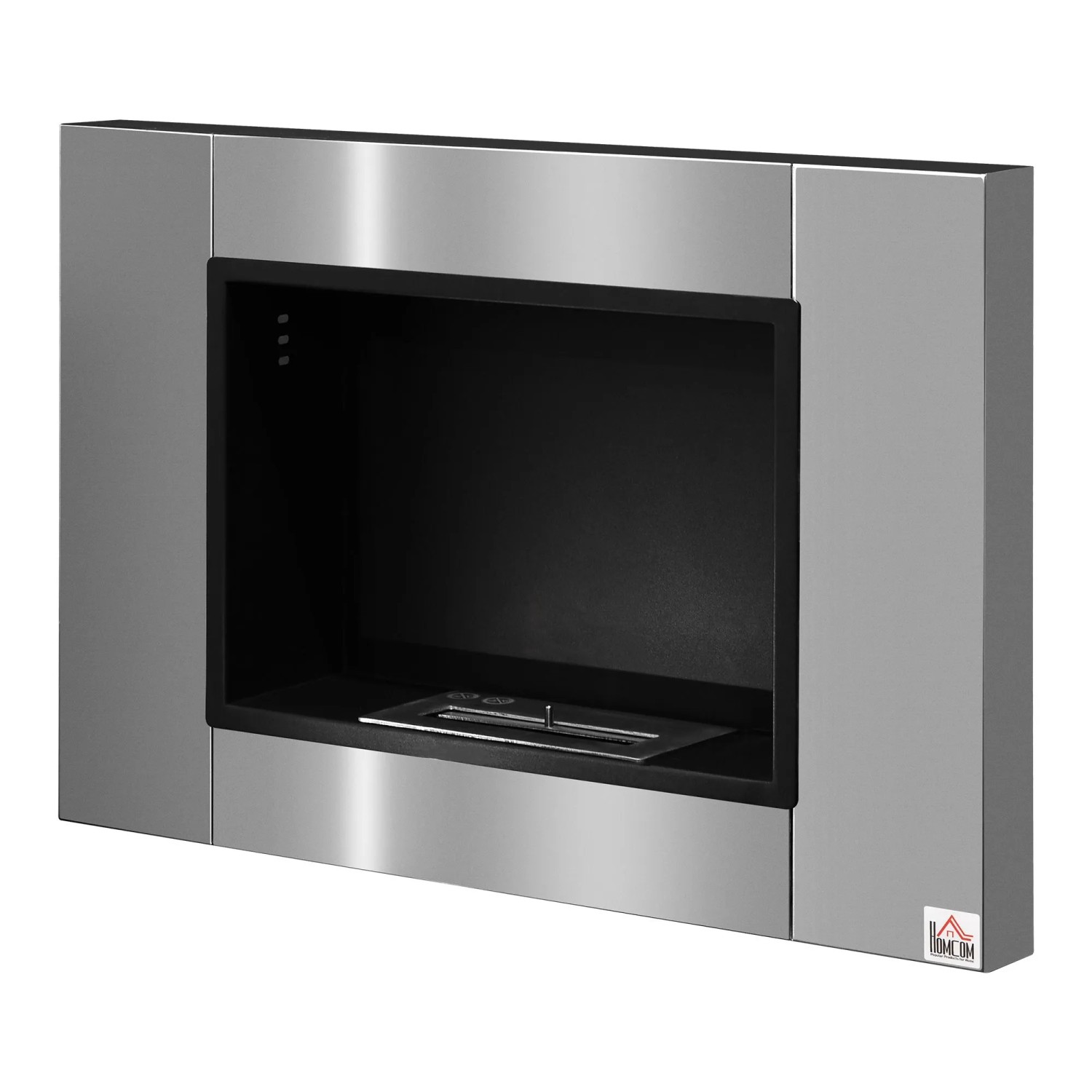 HOMCOM Ethanol Kamin Edelstahl Eisen L80 x B14 x H54 cm Silber