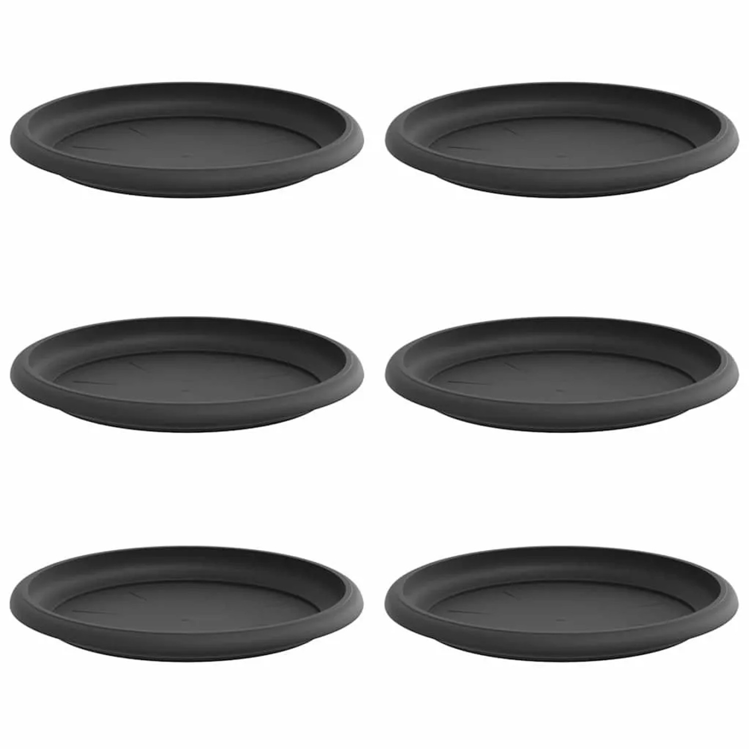 vidaXL Runde Blumenplatte 6 Stk Schwarz Ø 17,5 x 2 cm Kunststoff 42020308