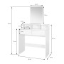 Weißer ML-Design Schminktisch mit Spiegel, 2 Schubladen, 80x40x140 cm. Ideal für Schlafzimmer.