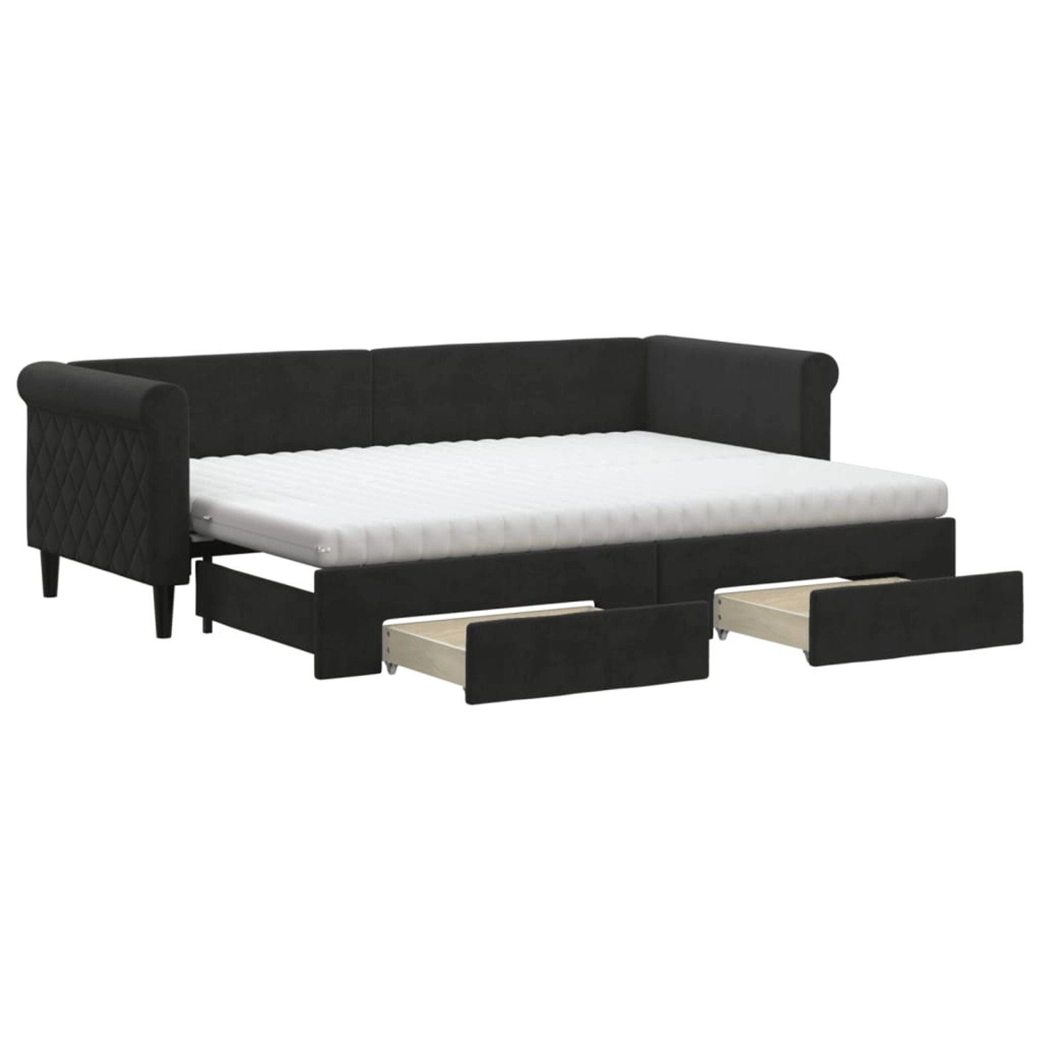 vidaXL Tagesbett Ausziehbar mit Schubladen Schwarz 80x200 cm Samt1883352 günstig online kaufen