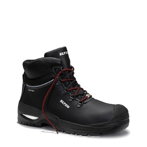 Schwarzer Elten Sicherheitsschnürstiefel Francesco XXSG Black Mid ESD S3, Größe 43.