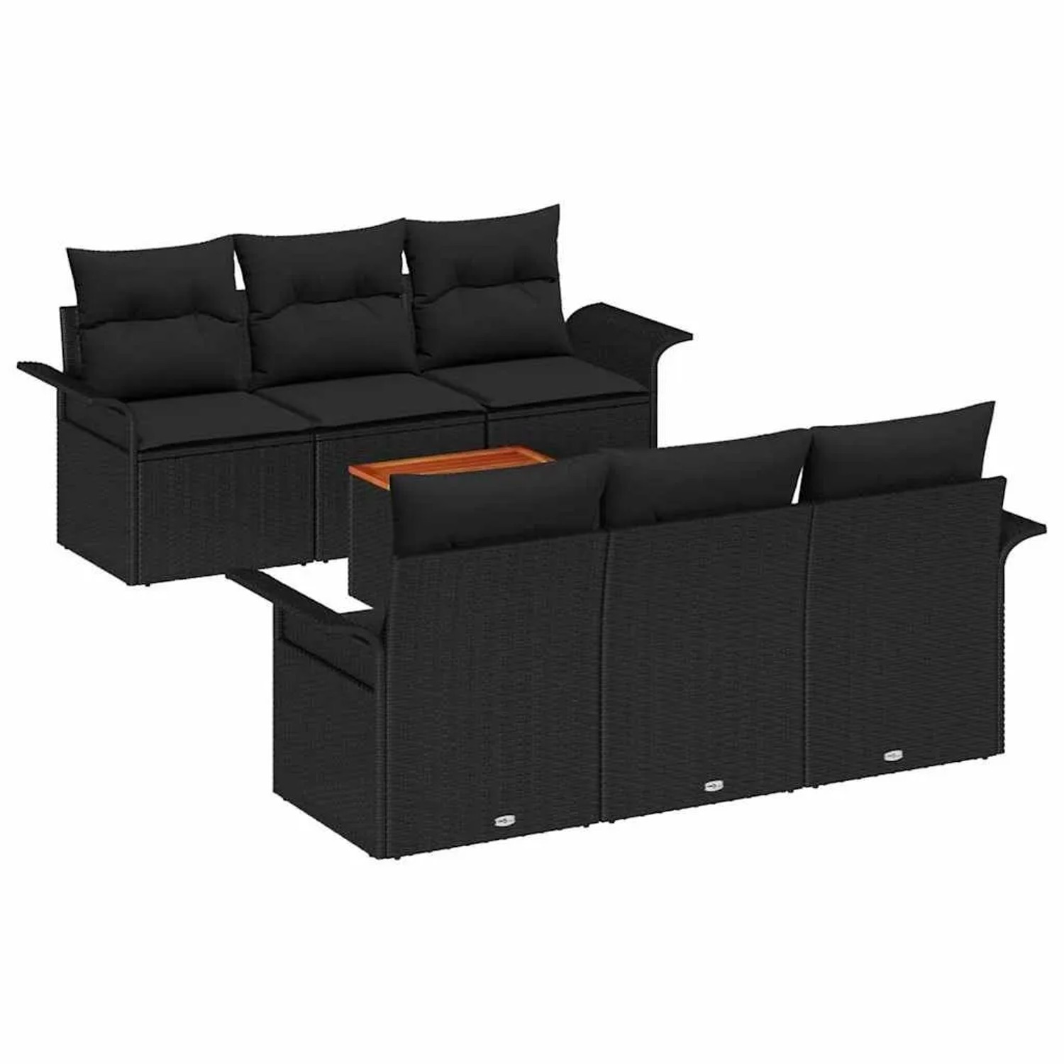 vidaXL Gartensofa-Set mit Speicher 7 Stk Schwarz Poly-Rattan 3355944