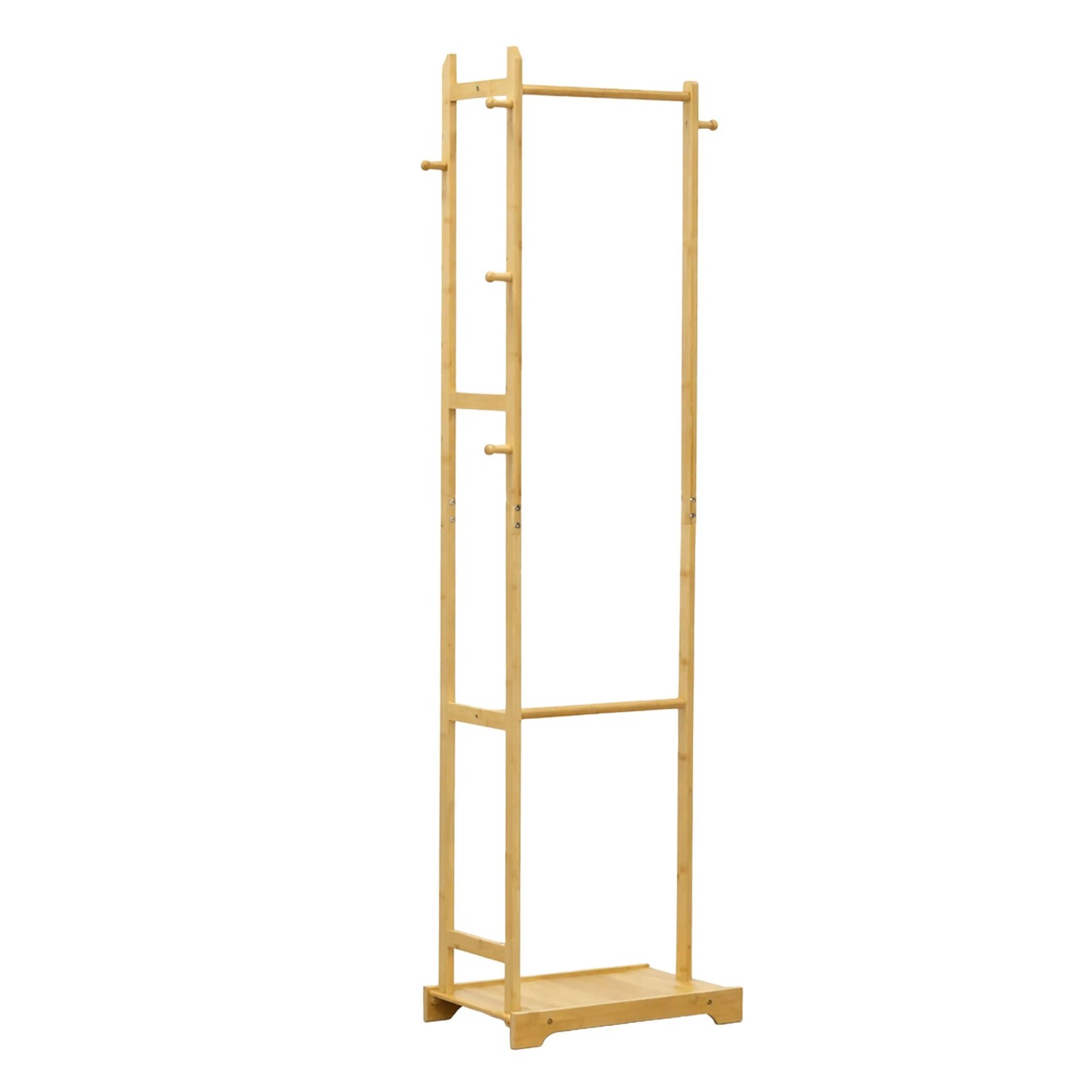 Relaxdays Kleiderständer Bambus Natur mit 9 Haken Bodenablage 169 cm x 48 cm x 31 cm