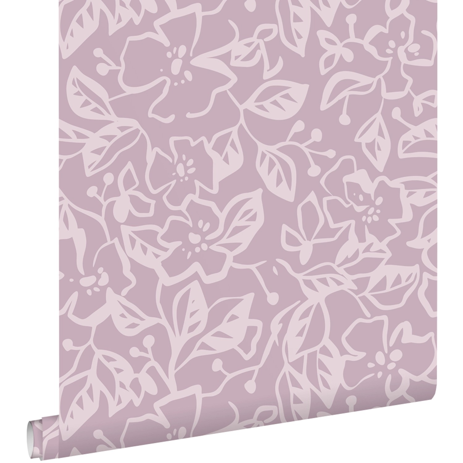 ESTAhome Tapete Blätter und Blumen Violett 50 x 900 cm günstig online kaufen