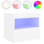 Weißer Nachttisch mit LED-Beleuchtung, 50x40x45 cm, für Schlafzimmer.