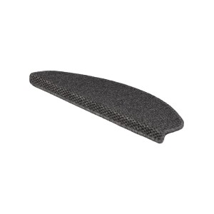 Halbrunde, anthrazitfarbene KARAT Stufenmatte in Sisaloptik für Treppen.