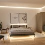 Schlafzimmer mit indirekter Beleuchtung durch Paulmann MaxLED COB LED Streifen.